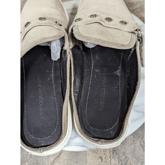 REBECCA Minkoff Sonia Taupe Tan Suede Mule Sneakers Size 9 Slip On Slides Studs - Picture 6 of 14